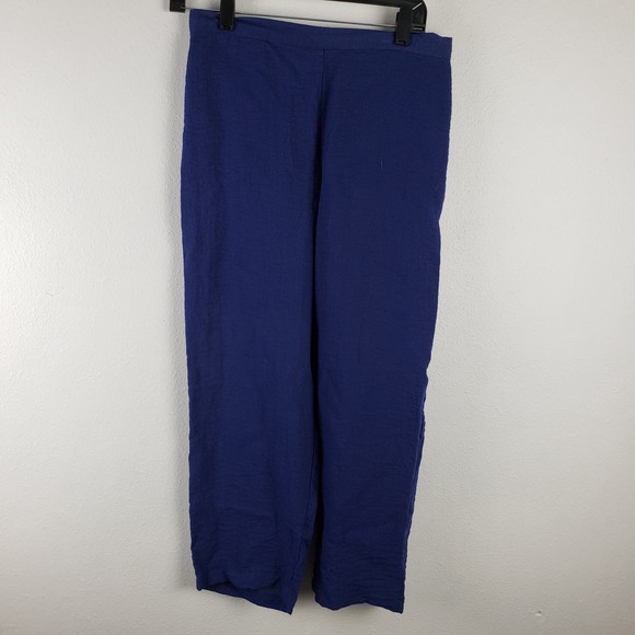 Habitat Women's M 2Pc Casual‎ Set Toggle Button Tunic Elastic Pants Blue Gauze - Picture 8 of 14